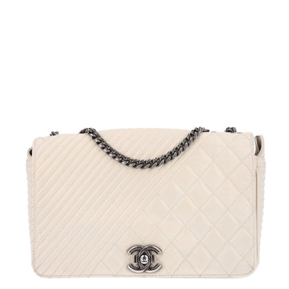 Chanel Glazed Calfskin Quilted Medium Coco Boy Flap White 1 of 10