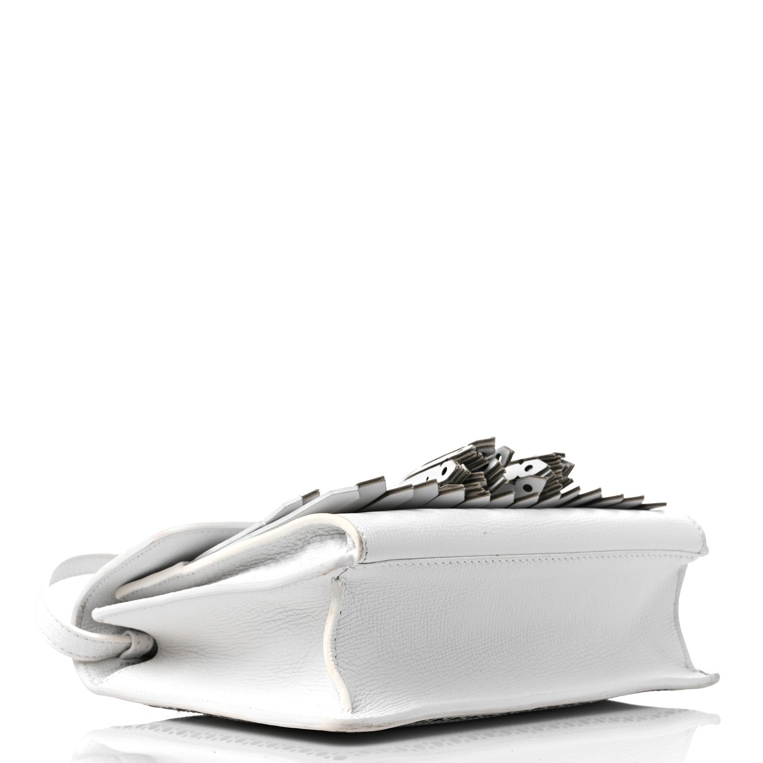 Burberry Grainy Calfskin Broguing Tassel Small Macken Crossbody Bag Chalk White 4 of 14