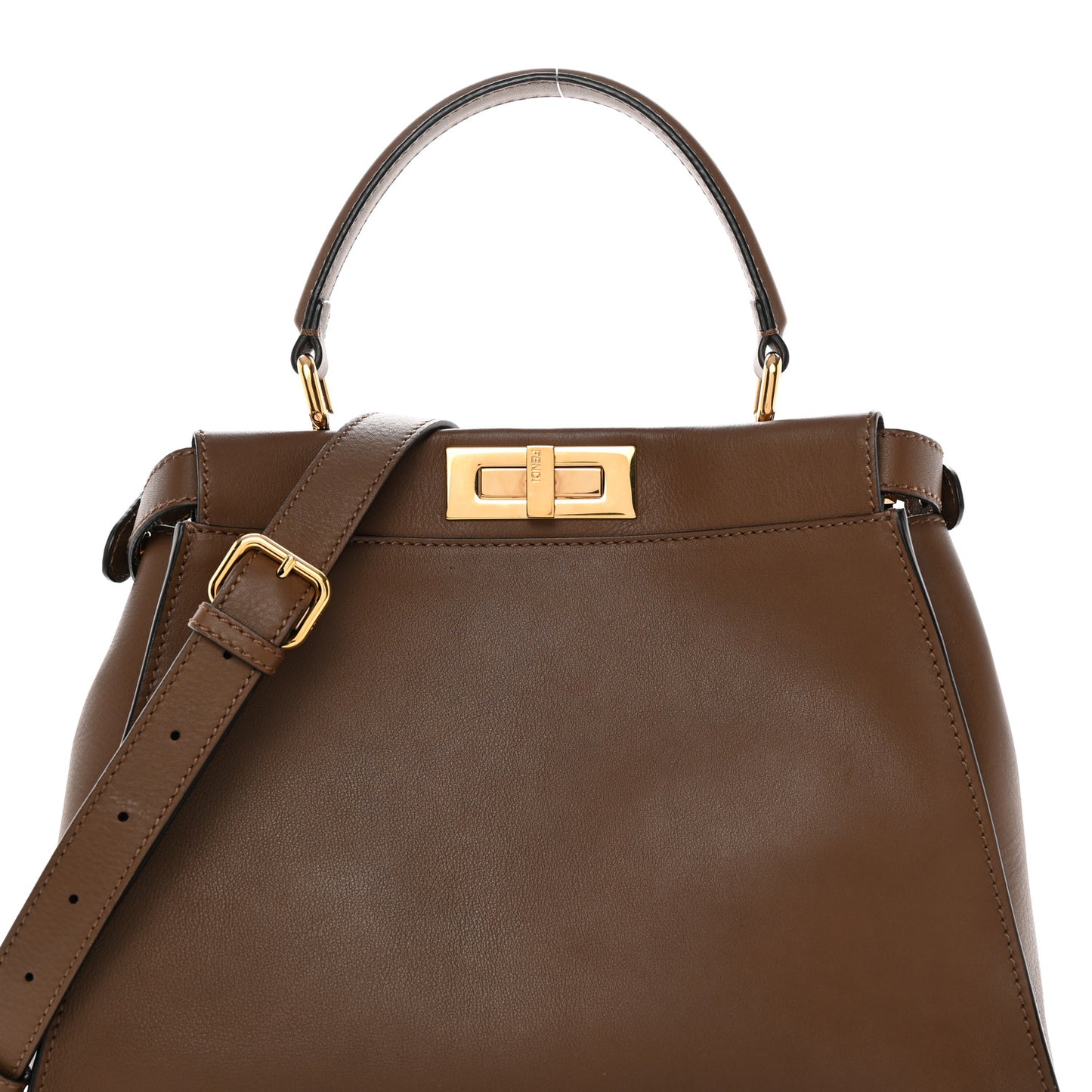 Vitello Seta Fabric Jacquard Pequin Medium Peekaboo Iconic Satchel Foresta Tobacco