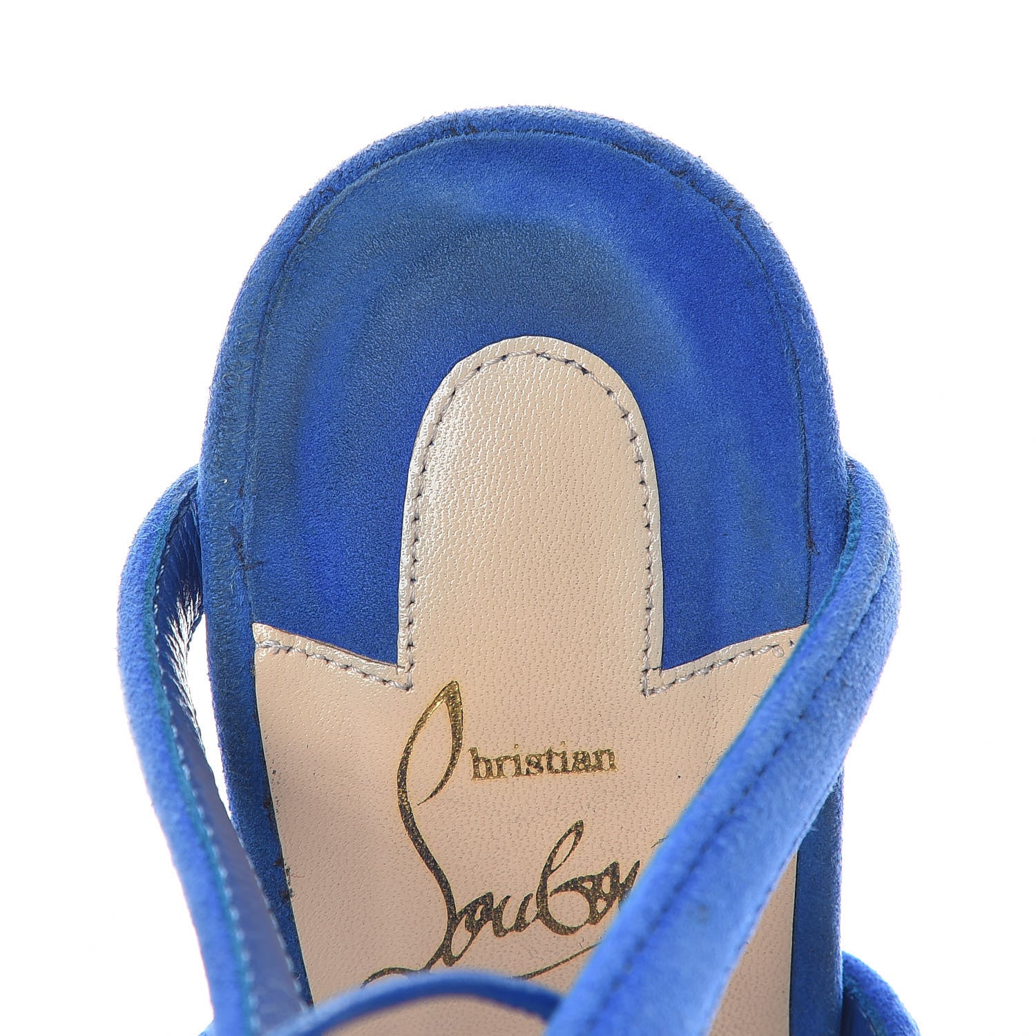 Christian Louboutin Suede Amazoulo 100 Lace Up Sandals 35 Electric 16 of 16