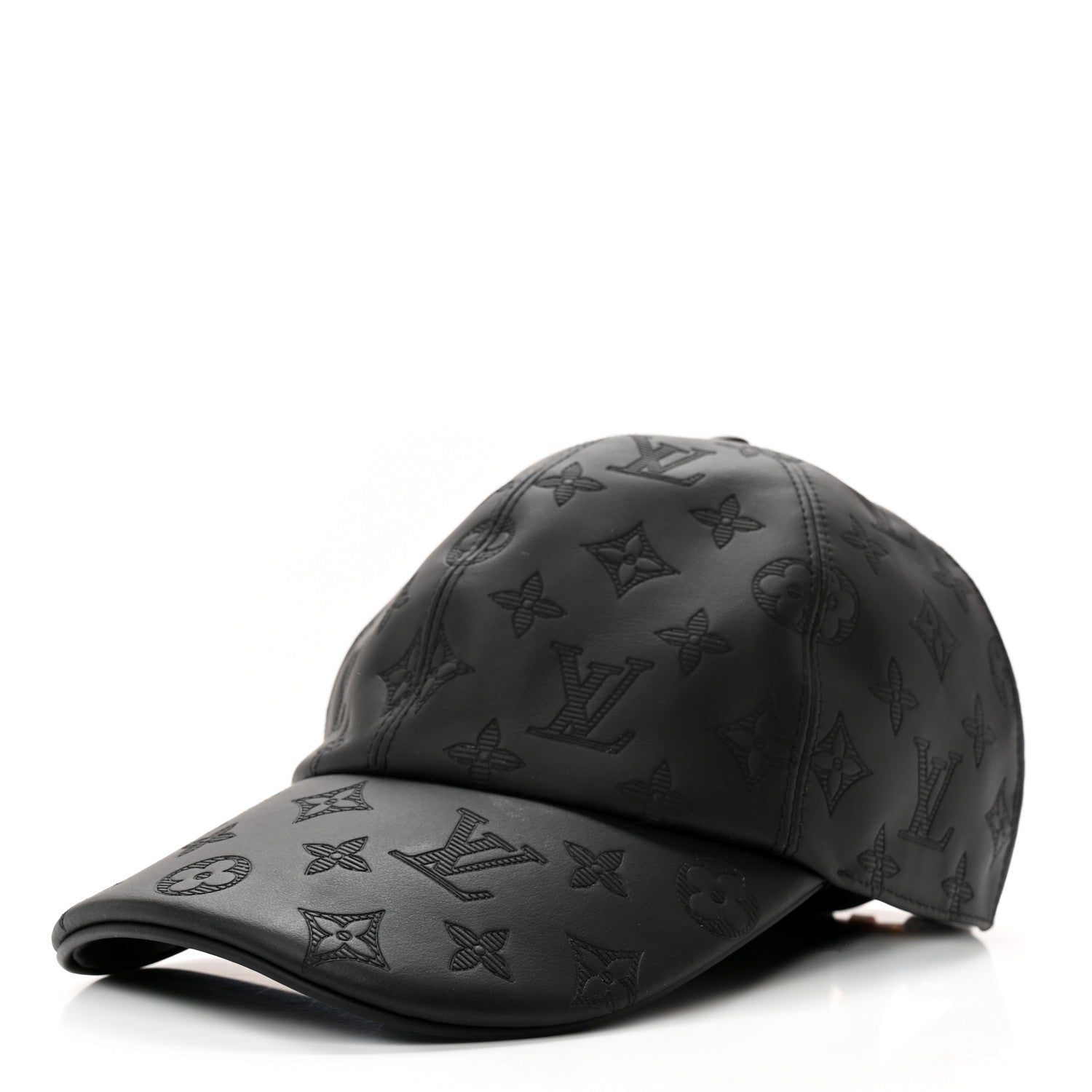 Louis Vuitton Calfskin Monogram Shadow Baseball Cap 60 Black 1 of 12