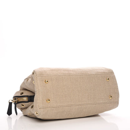 Fendi Linen Grommet Small Chameleon Tote Natural 5 of 8