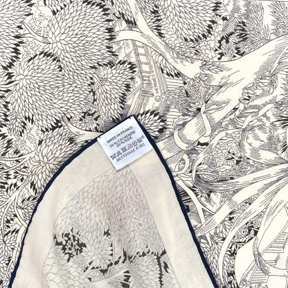 Hermes Cashmere Silk Retour a la Nature Shawl 140 White Black Multicolor 3 of 4