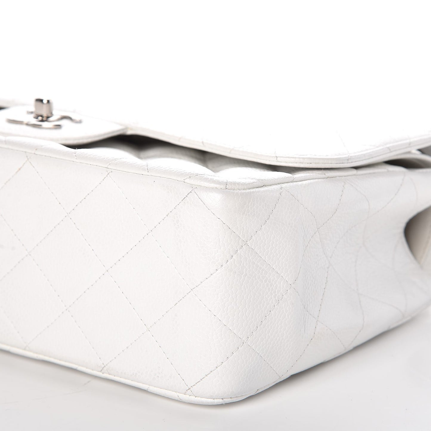 Caviar Quilted Jumbo Double Flap White