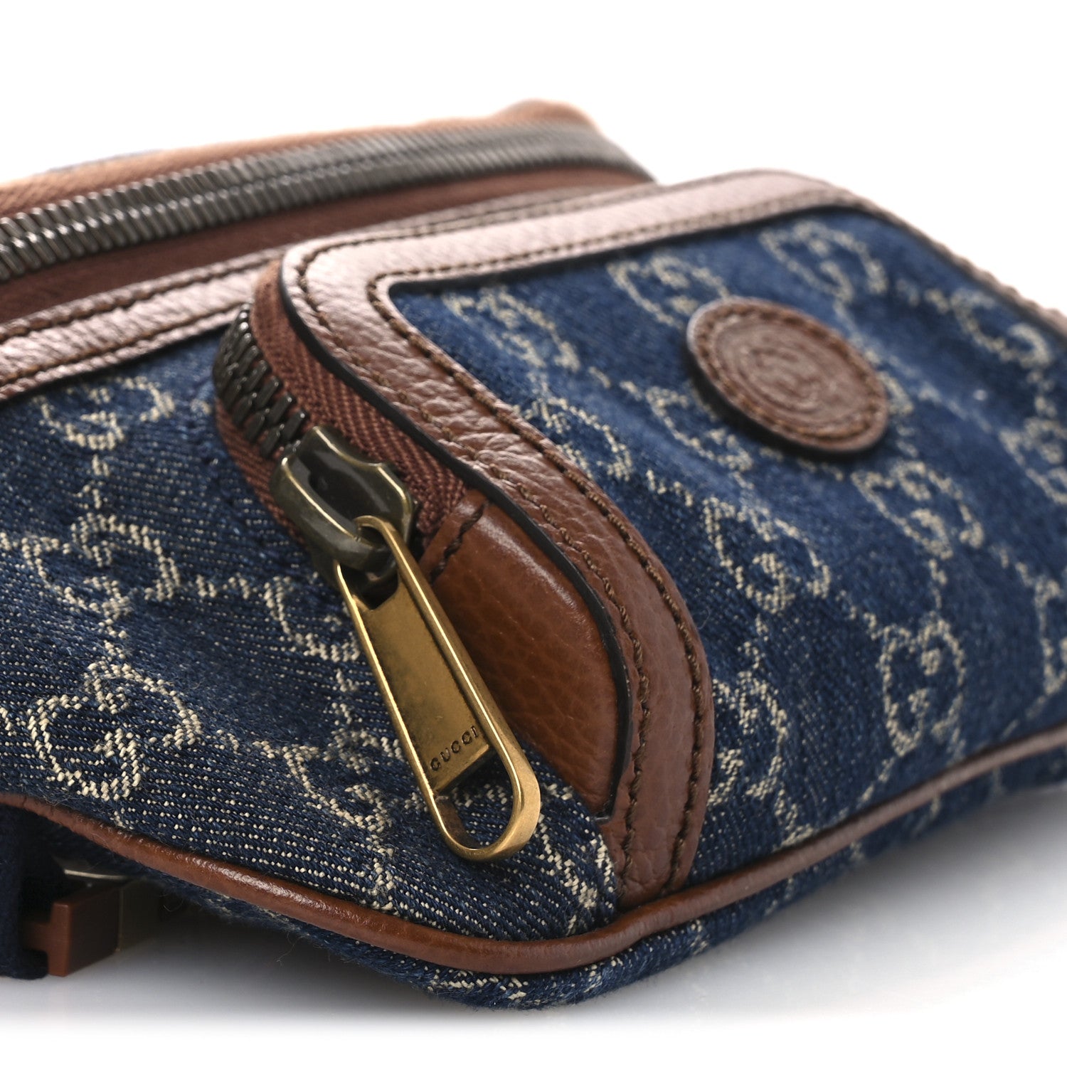 Gucci New Denim GG Monogram Dollar Calfskin Web Retro Interlocking G Belt Bag Blue Tea Cuir Epilog 9 of 10