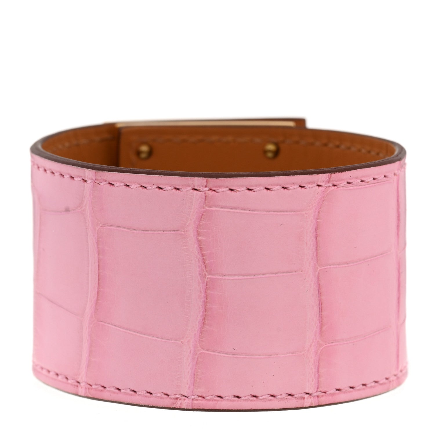 Hermes Matte Alligator Kelly Dog Bracelet T2 5P Pink 3 of 7
