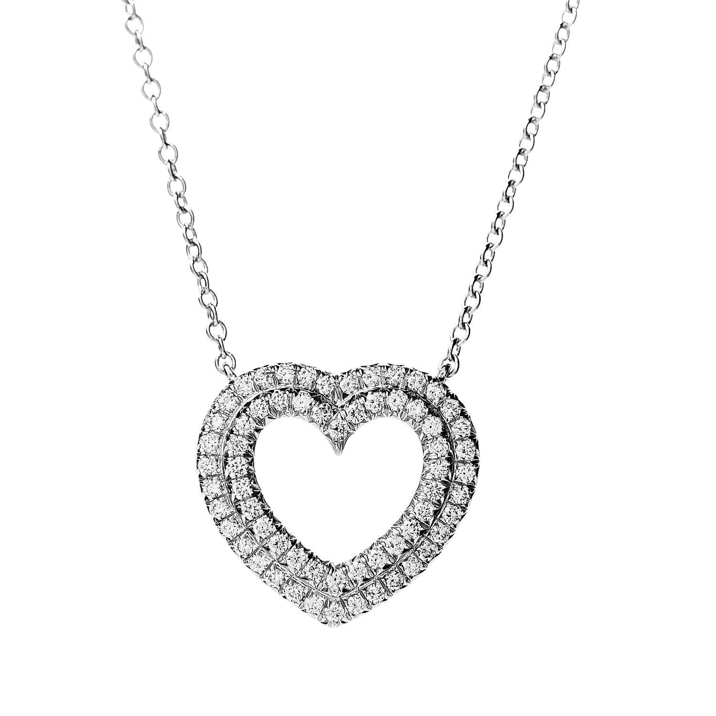 Platinum Diamond Metro Heart Pendant Necklace
