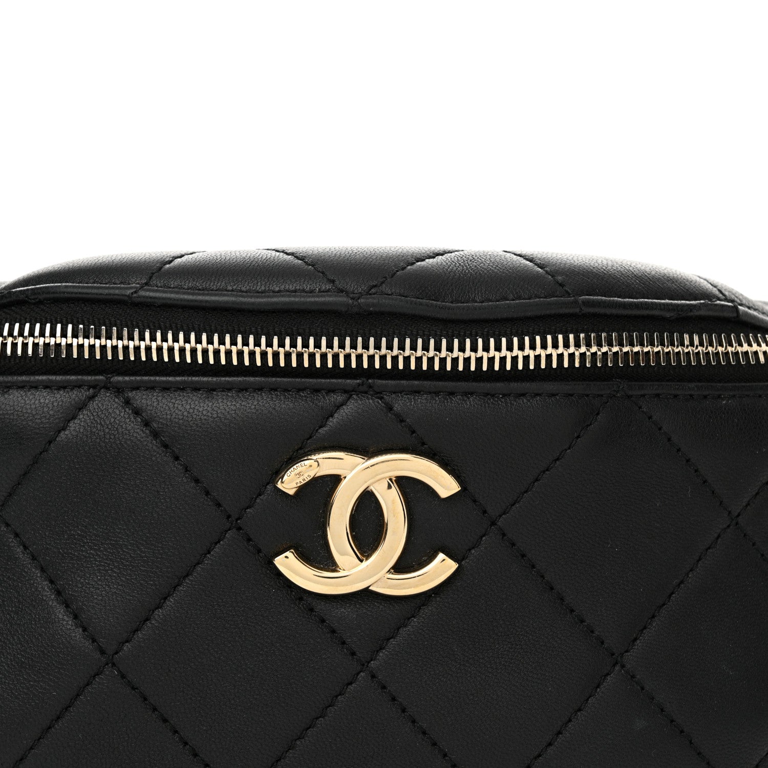 Chanel Lambskin Quilted Resin Bi-Color Waist Bag Fanny Pack Black 8 of 12