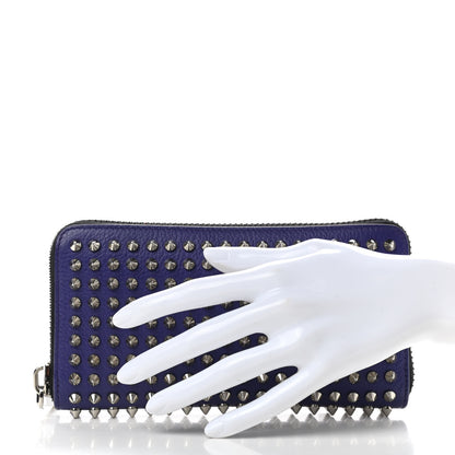 Christian Louboutin Calfskin Panettone Spiked Zip Around Wallet Purple 2 of 8
