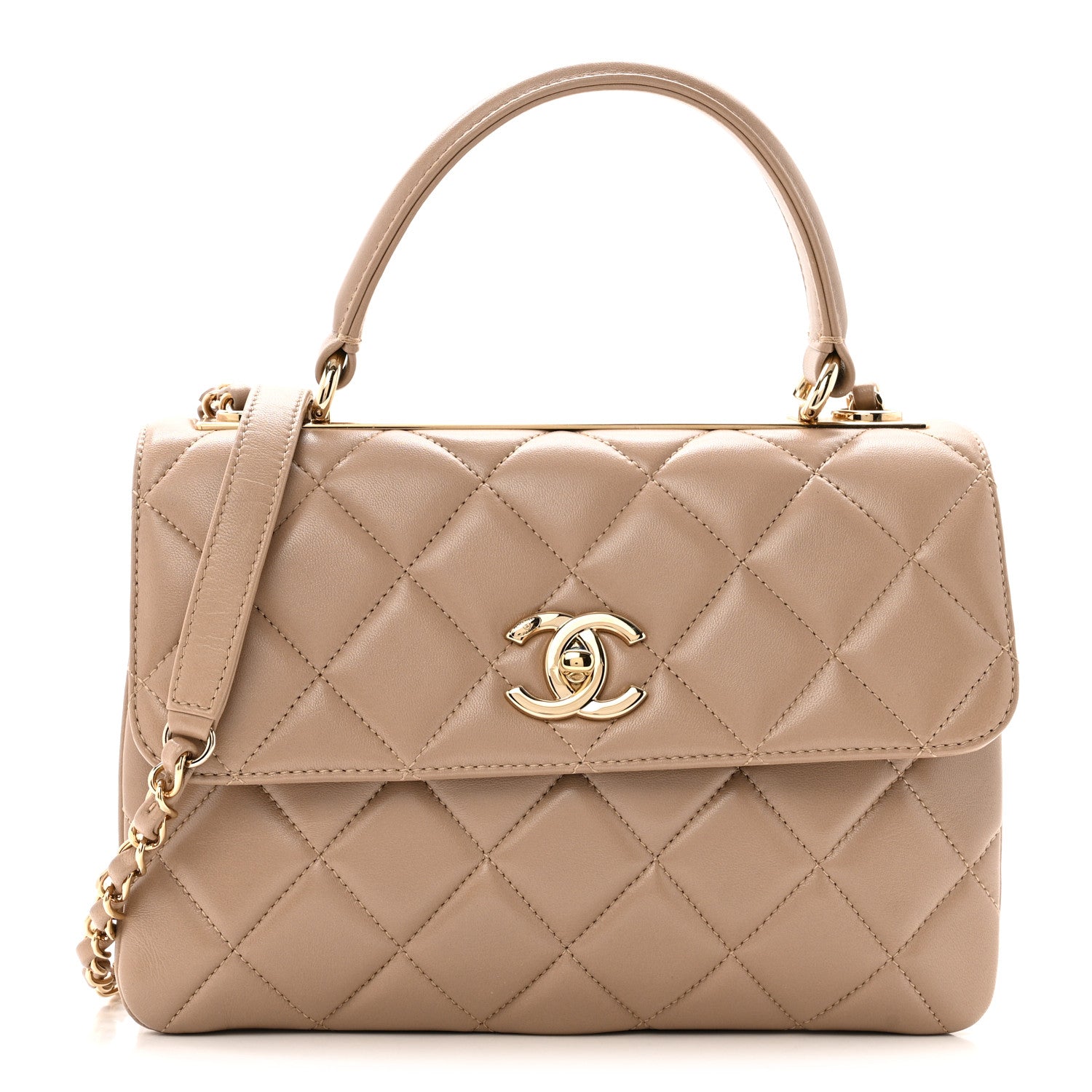 Chanel Lambskin Quilted Small Trendy CC Dual Handle Flap Bag Beige 1 of 11