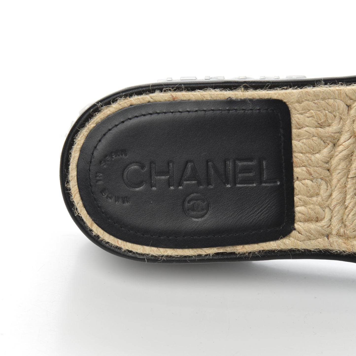 Lambskin Quilted CC Espadrille Slip On Sandals 35 Black