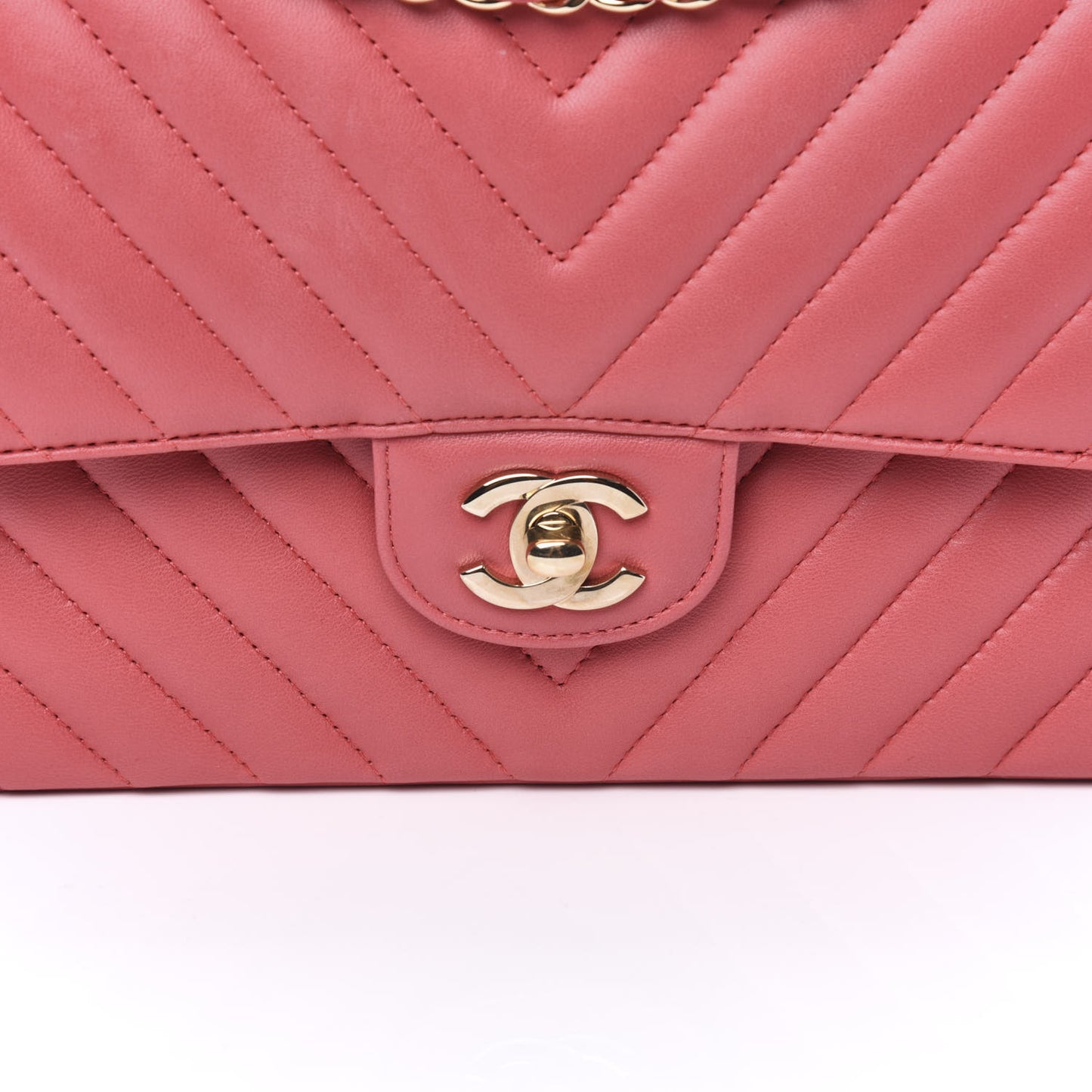 Lambskin Chevron Quilted Medium Double Flap Pink