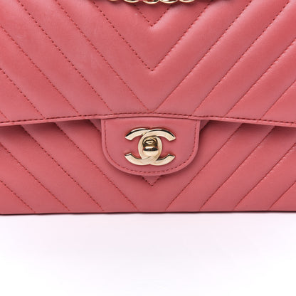 Chanel Lambskin Chevron Quilted Medium Double Flap Pink 10 of 10