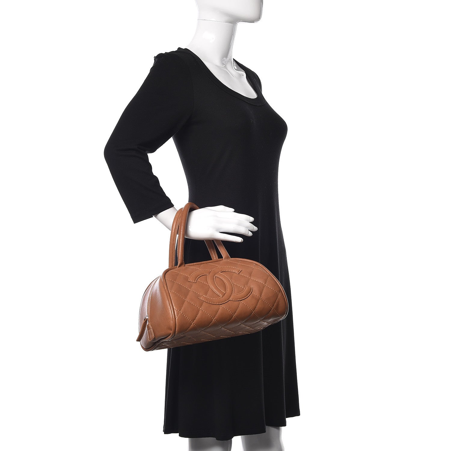 Chanel Calfskin Quilted Small Bowler Brown 2 of 23