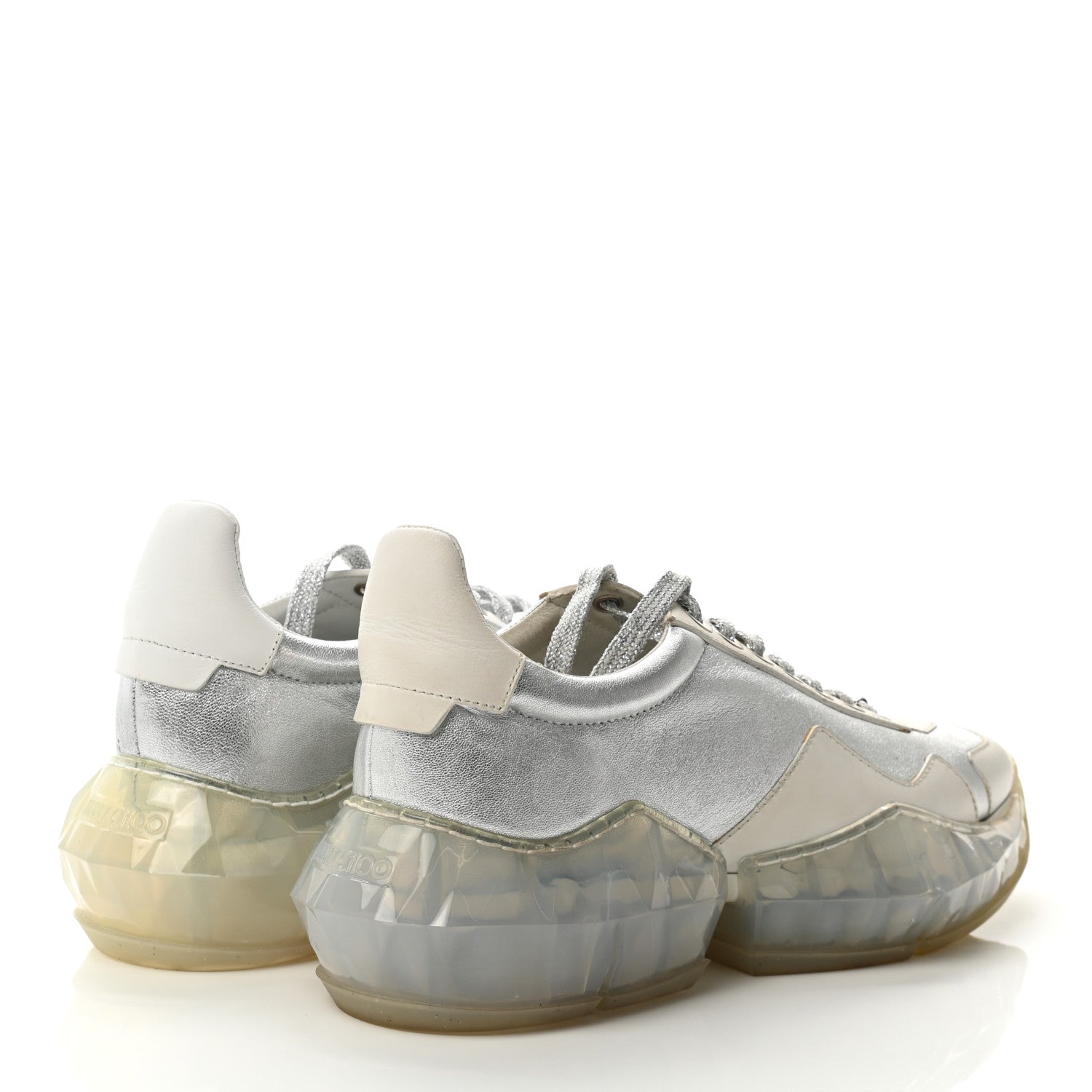 Jimmy Choo Metallic Calfskin Womens Diamond F Low Top Sneaker 39 White Silver 4 of 11