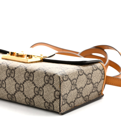 Gucci GG Supreme Monogram New Sakai Calfskin Mini Padlock Top Handle Shoulder Bag Beige Ebony Mystic White Sun Oil 10 of 10