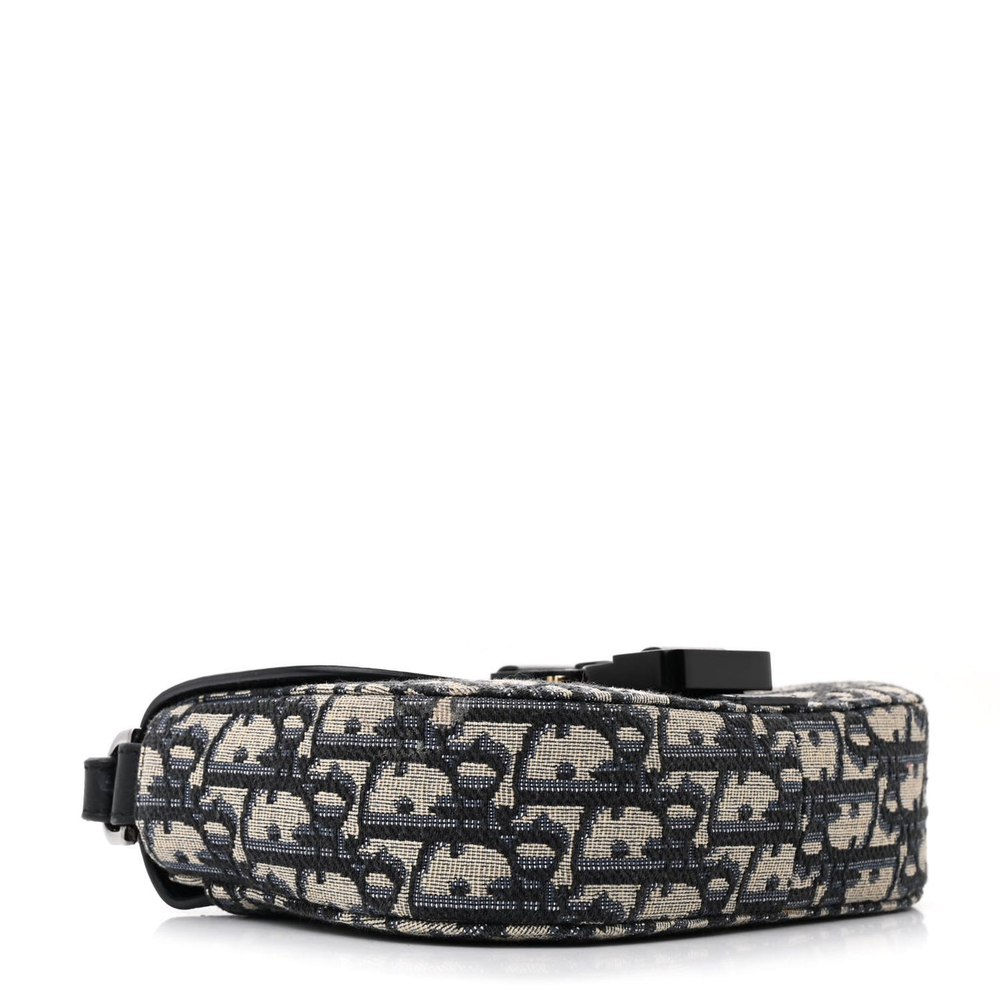 Grained Calfskin Oblique Mini Saddle Messenger Bag With Flap Beige Black