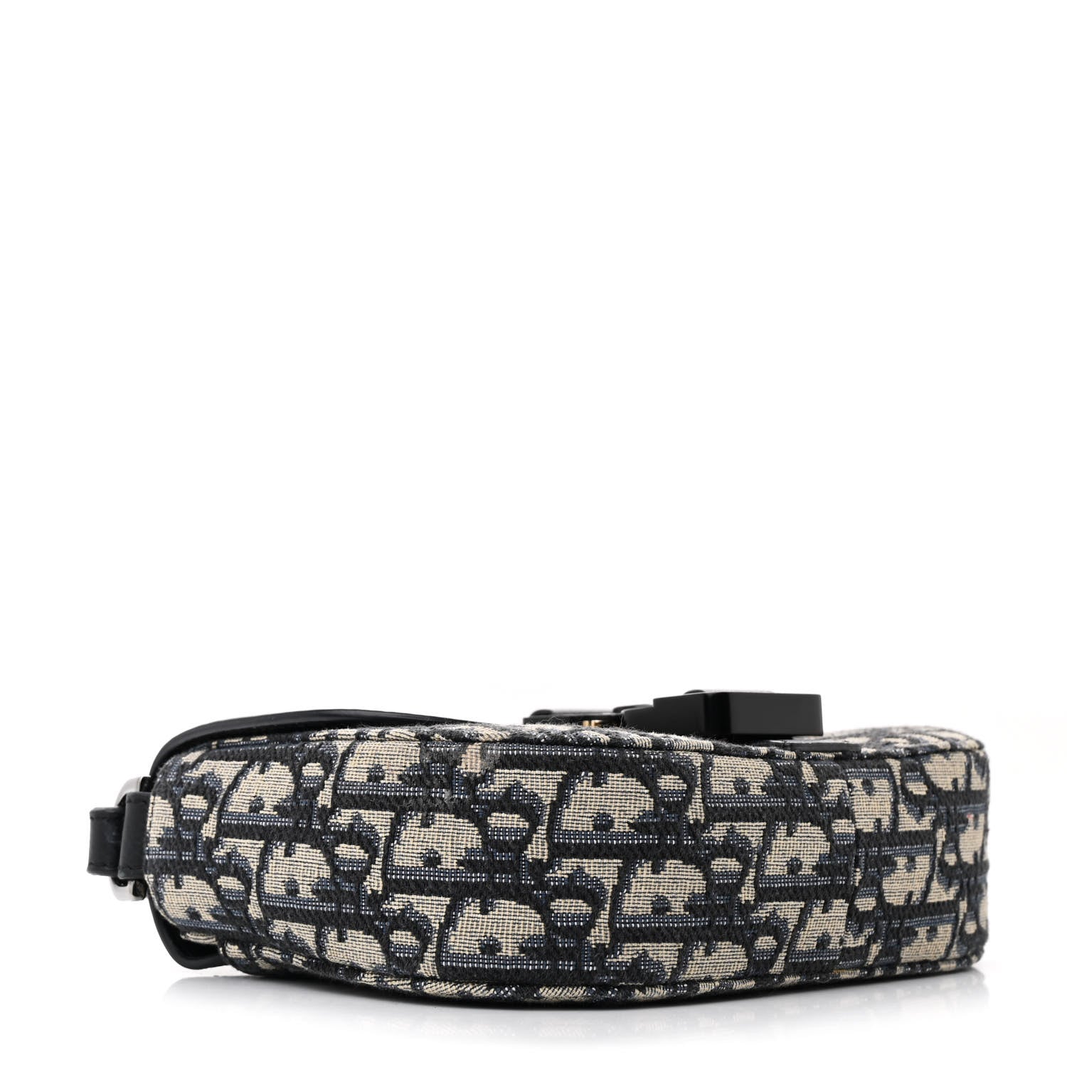 Christian Dior Grained Calfskin Oblique Mini Saddle Messenger Bag With Flap Beige Black 4 of 14