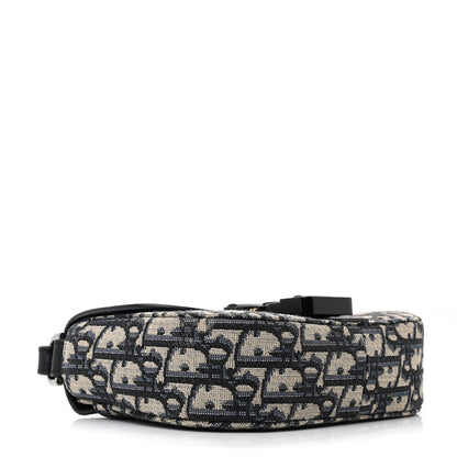Christian Dior Grained Calfskin Oblique Mini Saddle Messenger Bag With Flap Beige Black 4 of 14