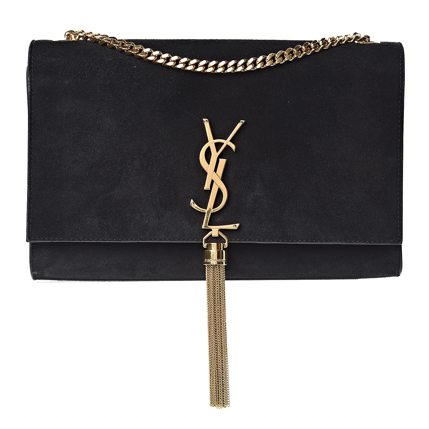 Saint Laurent Suede Medium Monogram Kate Tassel Shoulder Bag Black 1 of 15