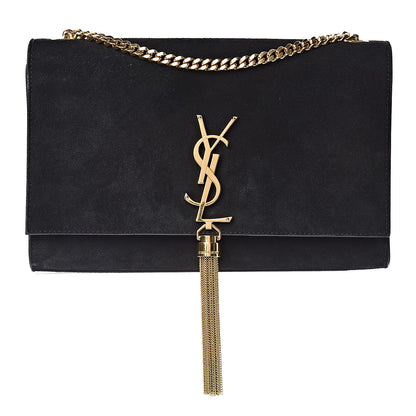 Saint Laurent Suede Medium Monogram Kate Tassel Shoulder Bag Black 1 of 15