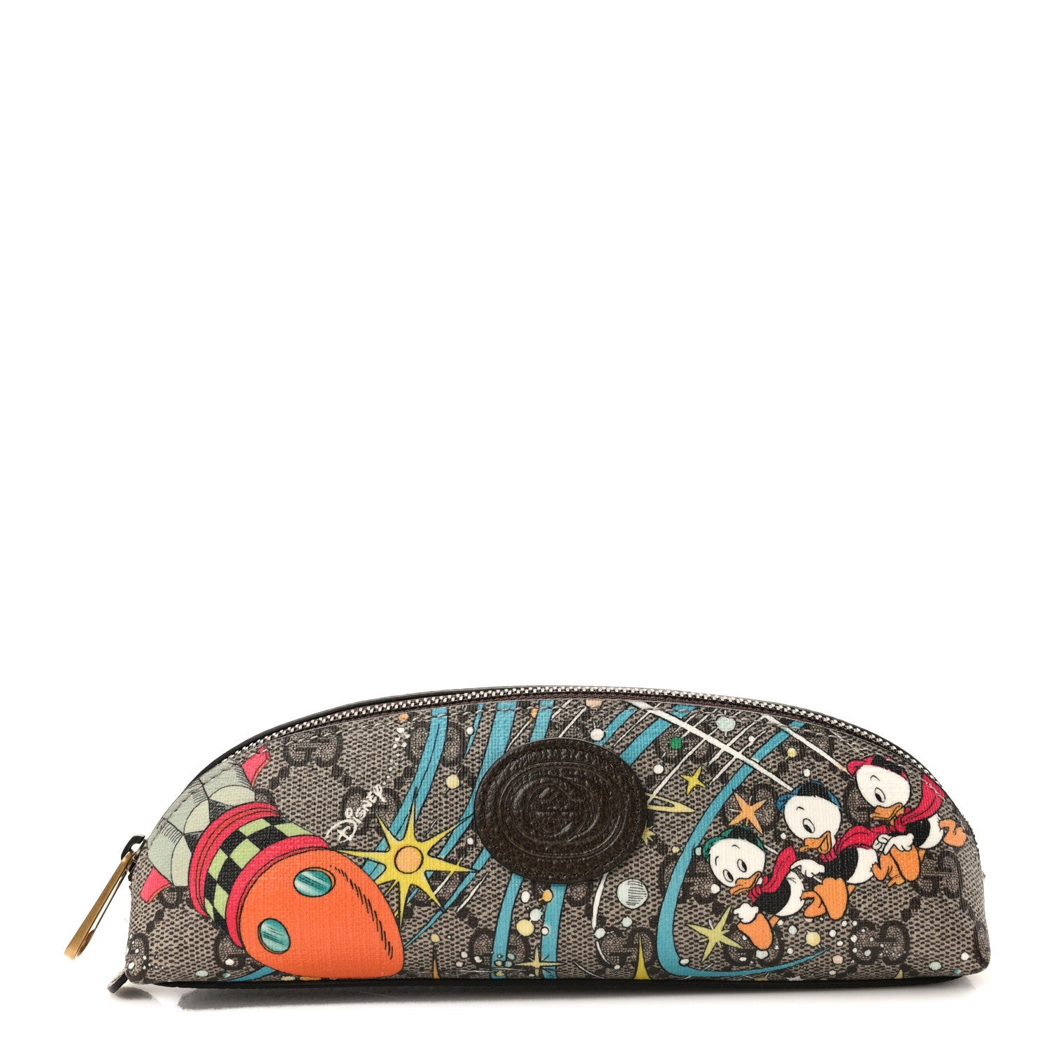 Gucci X DISNEY GG Supreme Monogram Donald Duck Pencil Case Beige Ebony 1 of 8