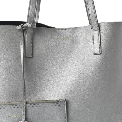 Saint Laurent Metallic Calfskin Large Shopping Tote Silver 9 of 11
