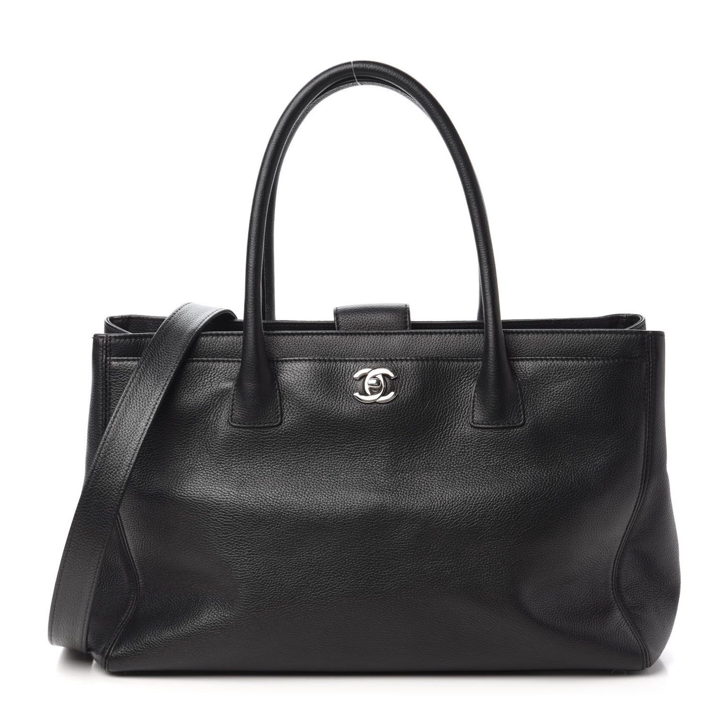 Calfskin Cerf Executive Shopper Tote Black