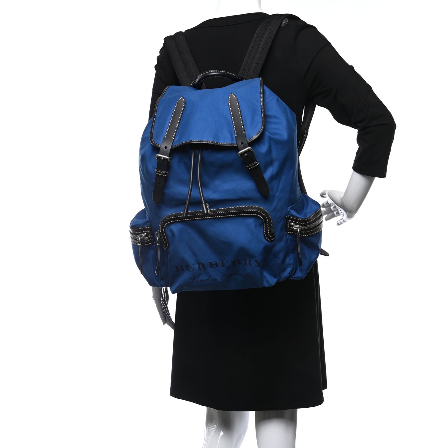 Nylon Logo Print Large Rucksack Backpack Bright Blue