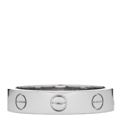 Cartier 18K White Gold Diamond 4mm LOVE Wedding Band Ring 50 5.25 3 of 5