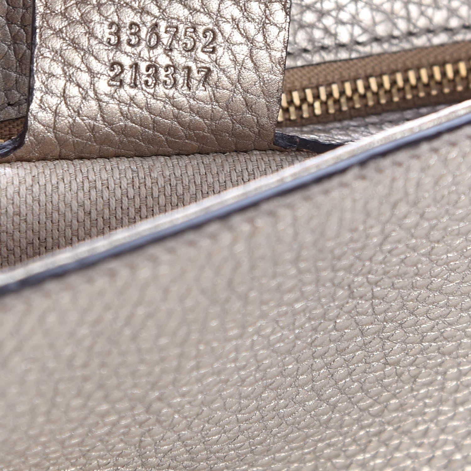 Gucci Metallic Pebbled Calfskin Medium Soho Flap Crossbody Golden Beige 7 of 7