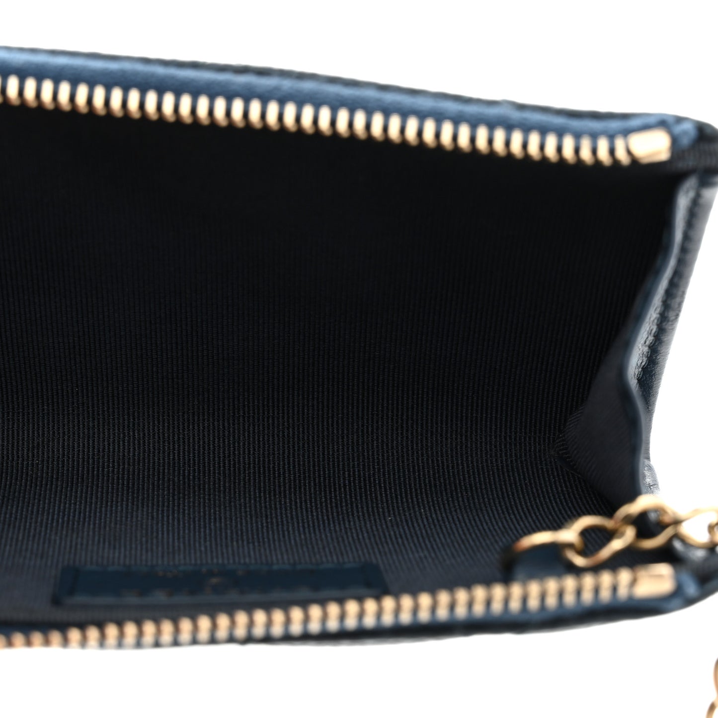 Caviar Quilted Zipped Key Holder Case Dark Blue