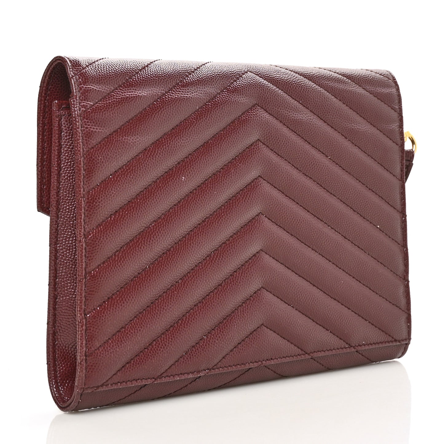 Grain De Poudre Matelasse Chevron Monogram Envelope Clutch Rouge Legion
