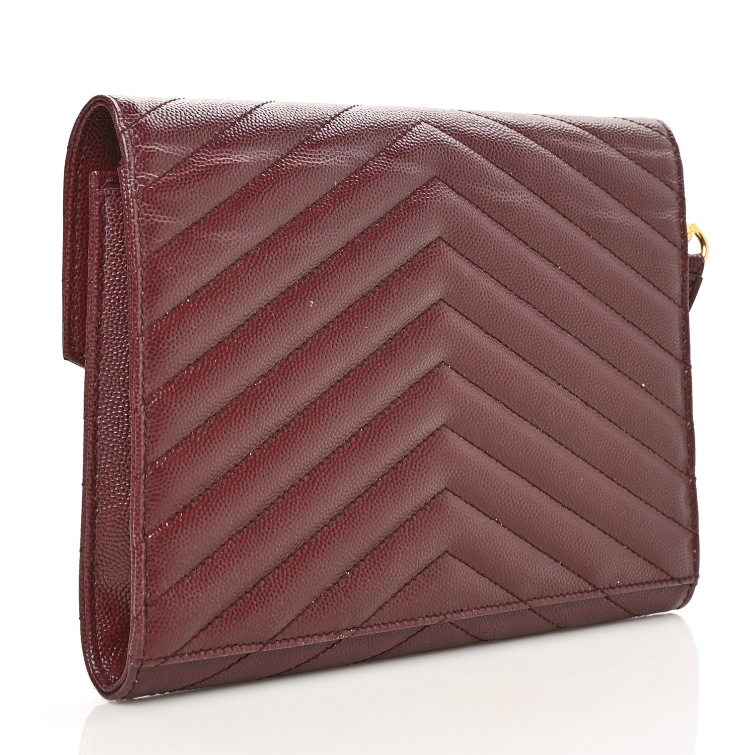 Saint Laurent Grain De Poudre Matelasse Chevron Monogram Envelope Clutch Rouge Legion 3 of 6