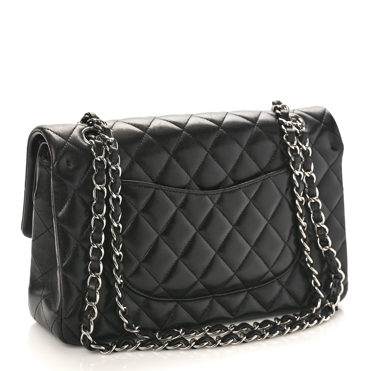 Lambskin Quilted Medium Double Flap Black