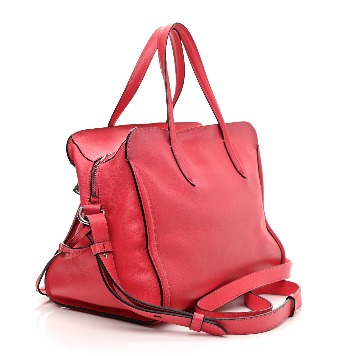 Alexander McQueen Pebbled Calfskin Small Skull Padlock Zip Around Tote Pink 2 of 8