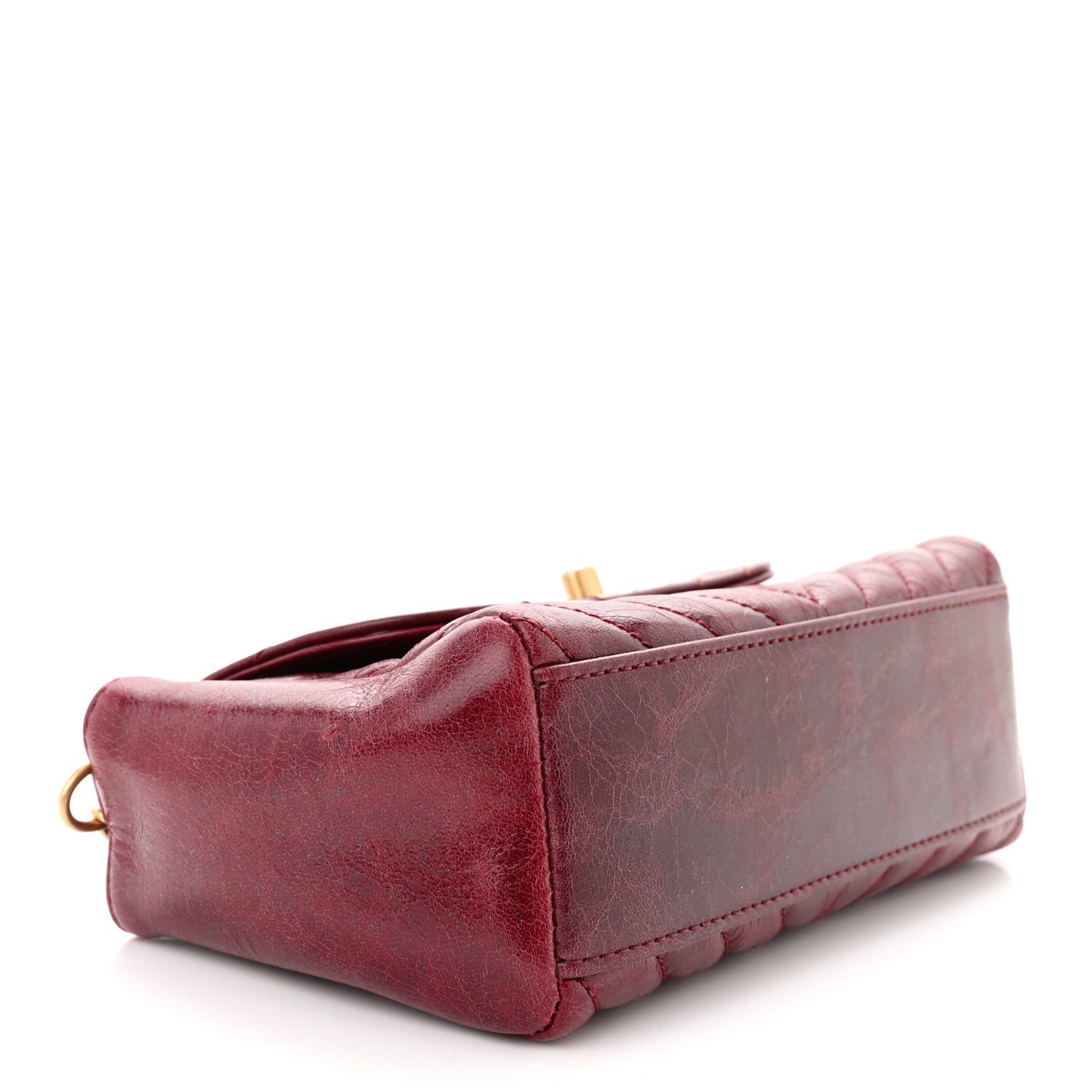 Chanel Glazed Calfskin Chevron Quilted Small Hampton Flap Burgundy 4 of 10