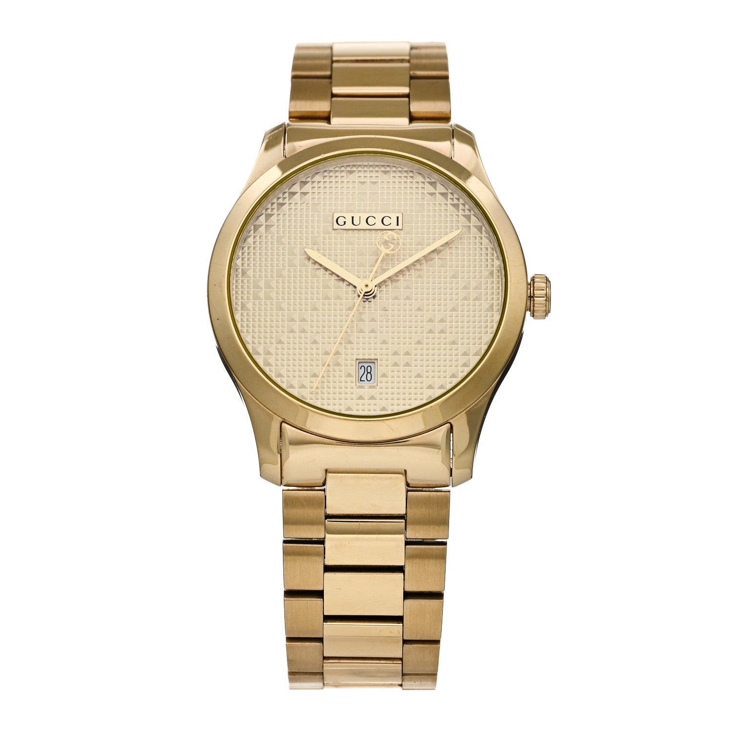 Gucci Stainless Steel 38mm G-Timeless Diamante Quartz Watch Gold 1 of 4