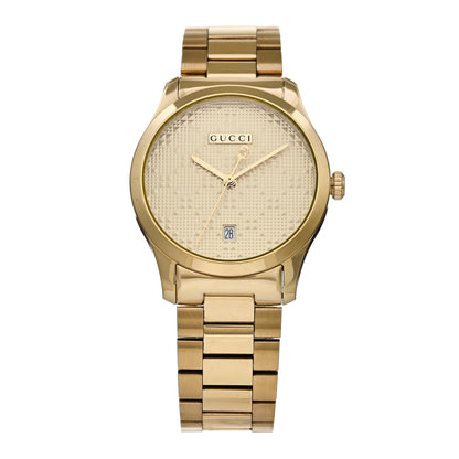 Gucci Stainless Steel 38mm G-Timeless Diamante Quartz Watch Gold 1 of 4