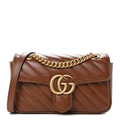 Gucci Azalea Calfskin Matelasse Diagonal Mini GG Marmont Shoulder Bag Cuir 1 of 8