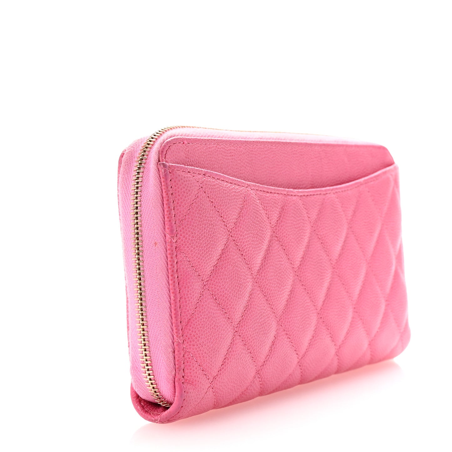 Caviar Quilted Large Gusset Zip Around Wallet Pink