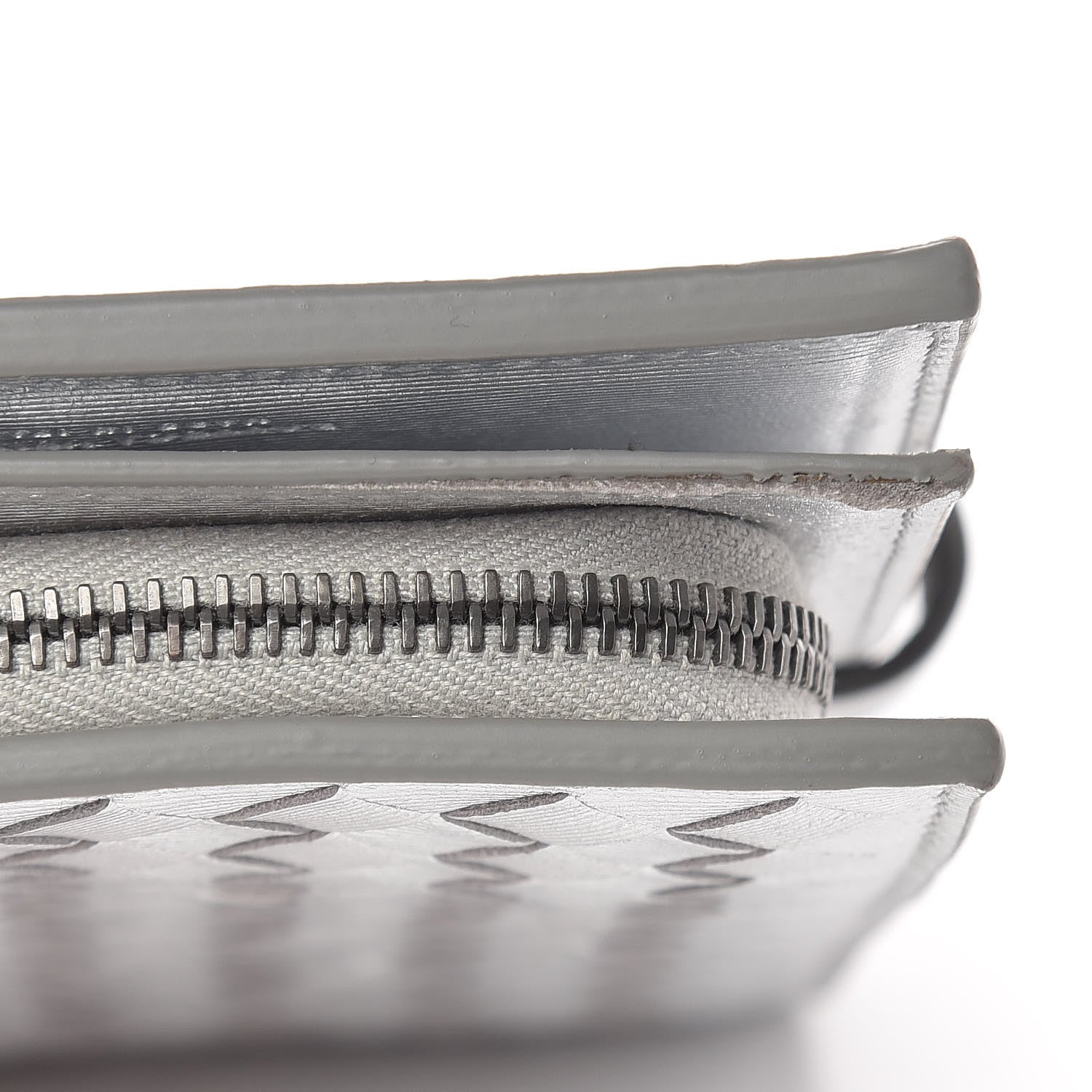 Bottega Veneta Metallic Grosgrain Intrecciato Continental Wallet Silver 11 of 12