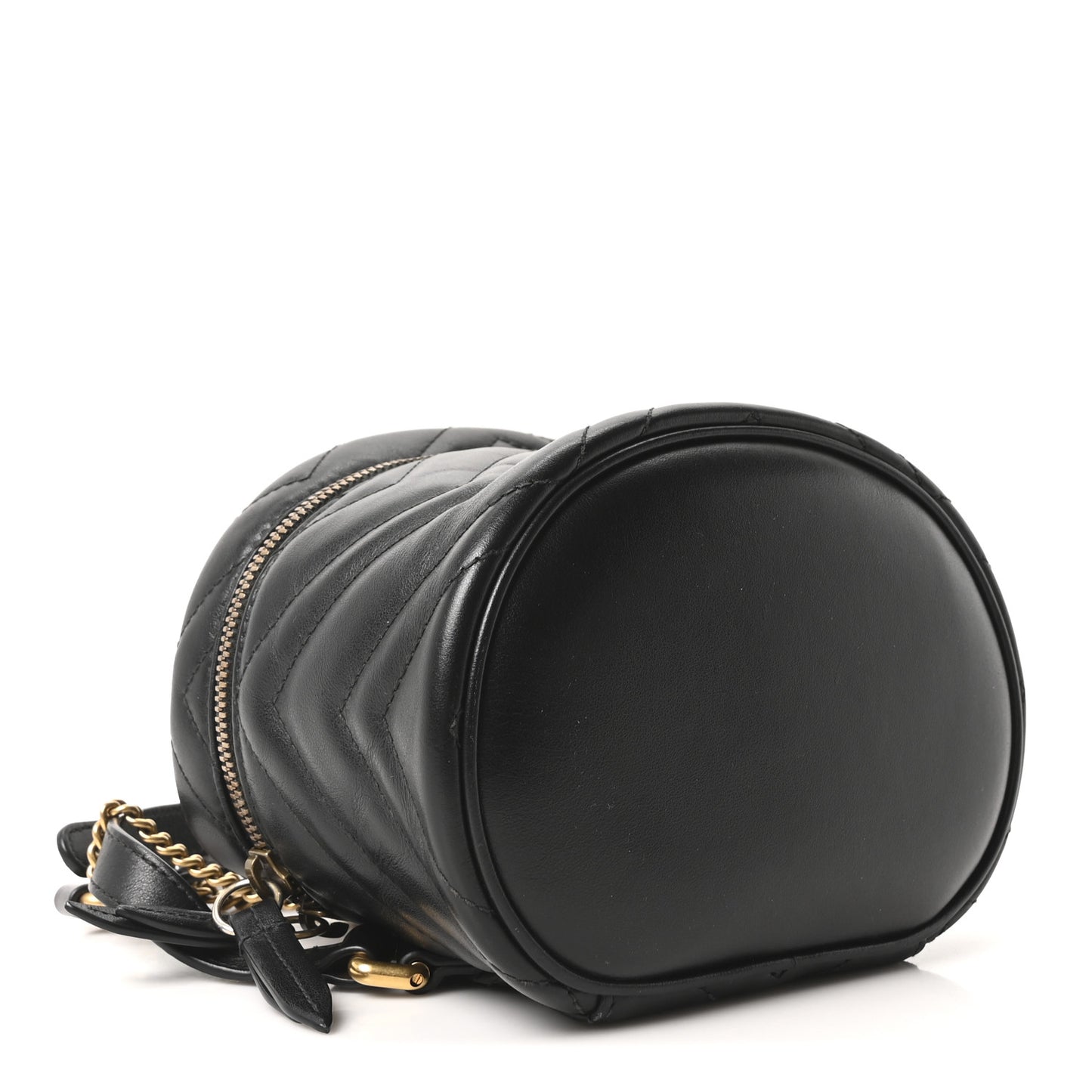 Calfskin Matelasse Mini GG Marmont Round Backpack Black