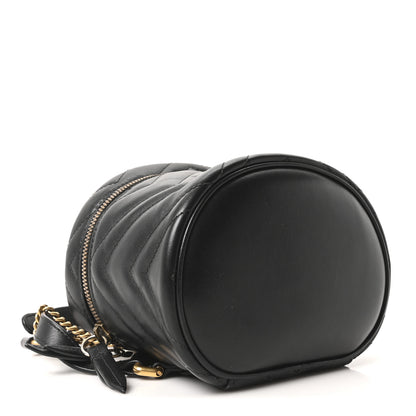 Gucci Calfskin Matelasse Mini GG Marmont Round Backpack Black 4 of 10