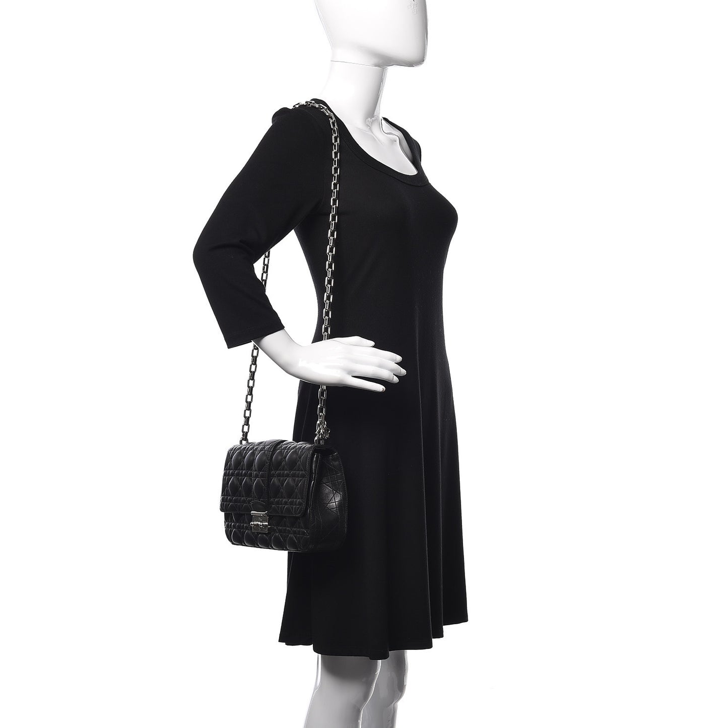 Lambskin Cannage Medium Miss Dior Flap Black