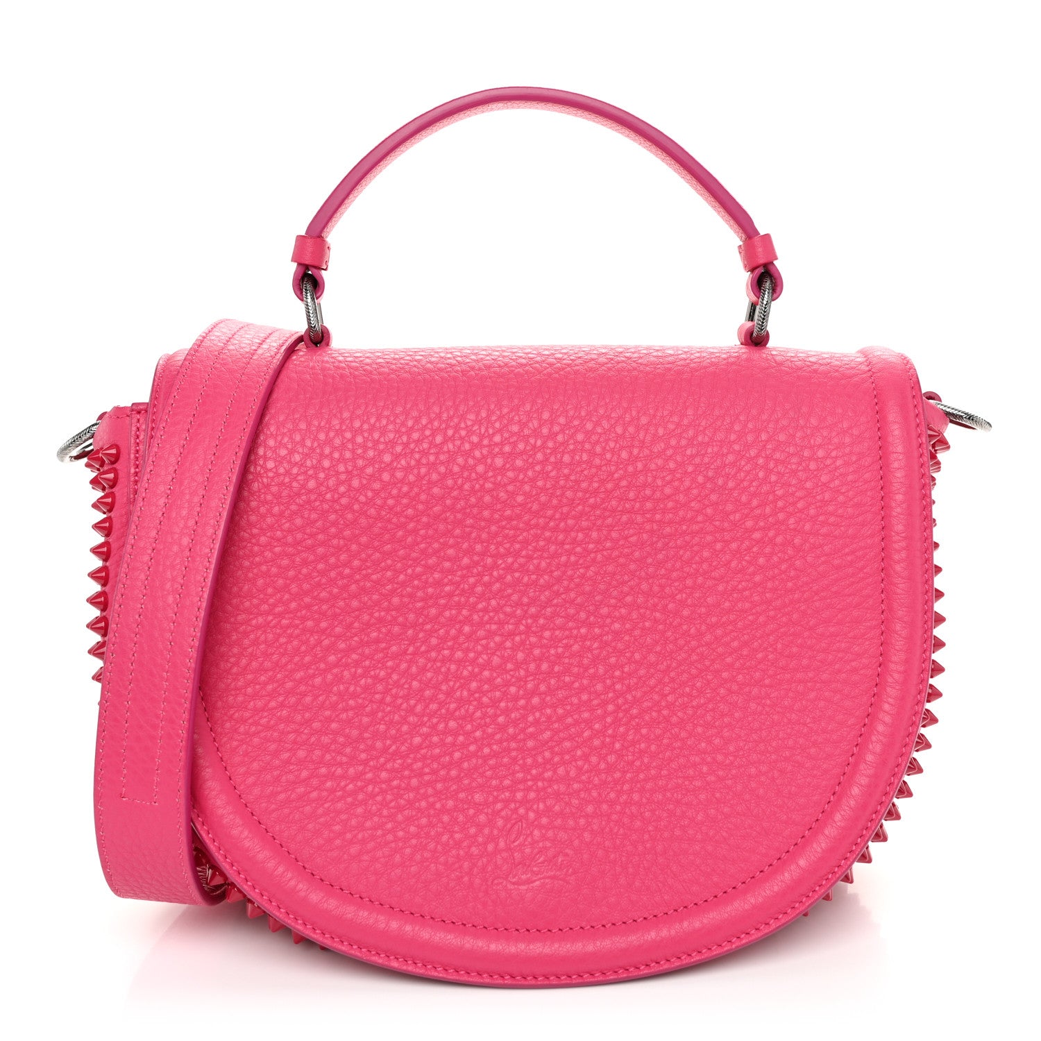 Christian Louboutin Calfskin Spikes Panettone Messenger Hot Pink 1 of 13