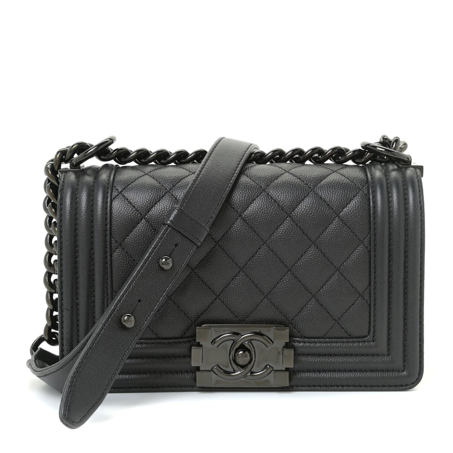 Caviar Quilted Small Boy Flap So Black