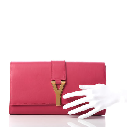 Saint Laurent Calfskin Classic Y Ligne Clutch Fuchsia 2 of 9
