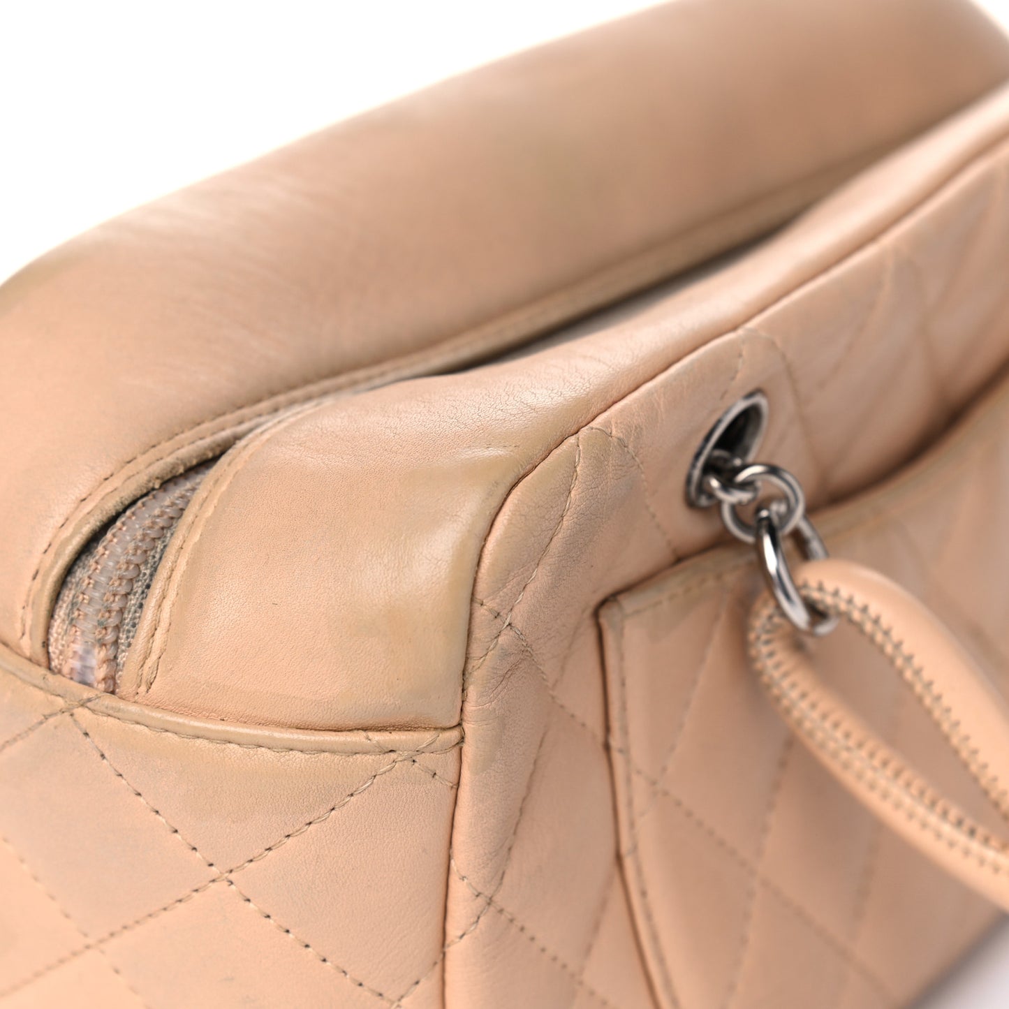 Calfskin Quilted Small Cambon Bowler Beige