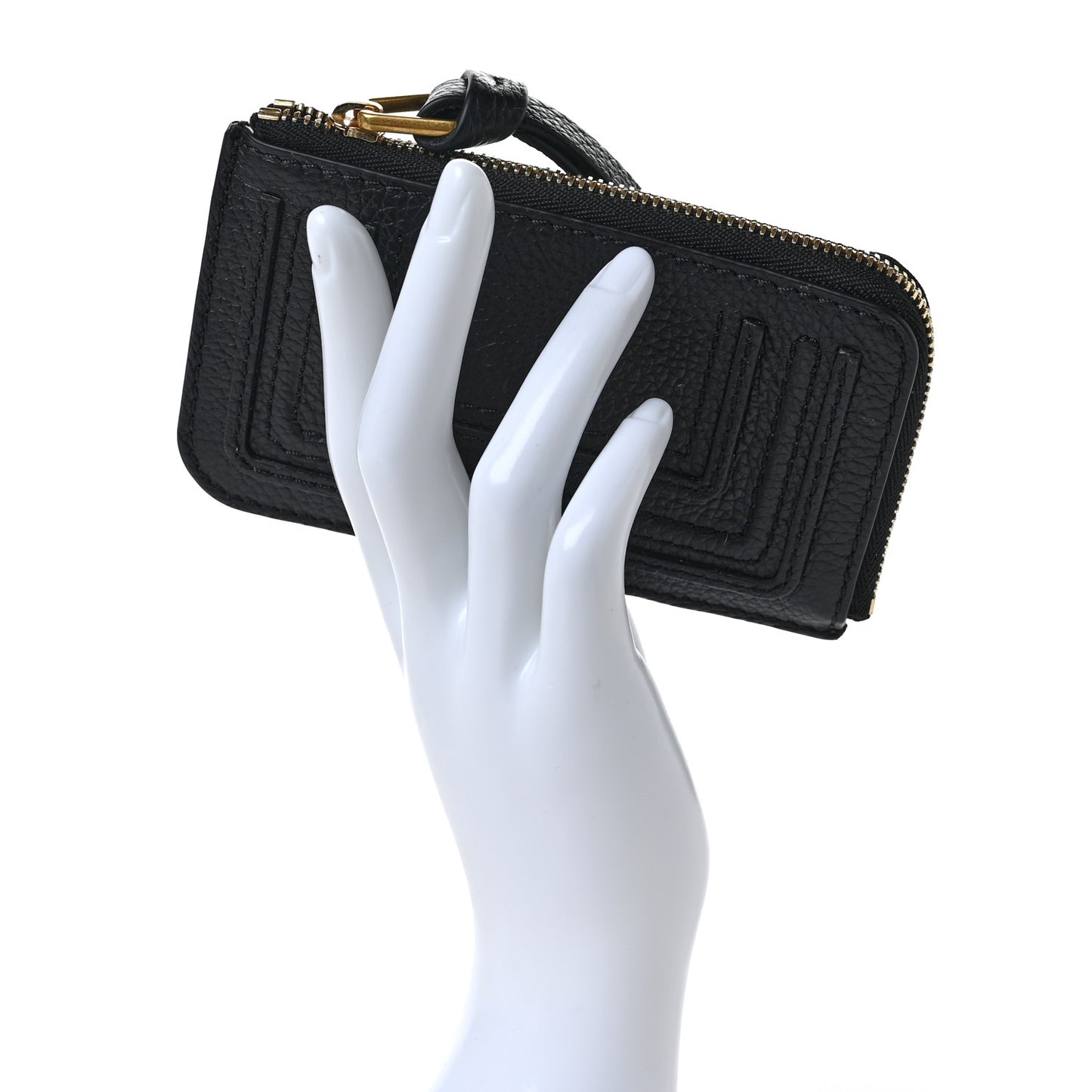 Grained Calfskin Alphabet Purse Wallet Black